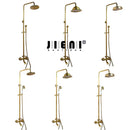 GobekUsa Antique Brass Rainfall Shower Faucet Set with Handshower and Shelf