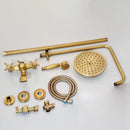 GobekUsa Antique Brass Rainfall Shower Faucet Set with Handshower and Shelf