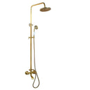 GobekUsa Antique Brass Rainfall Shower Faucet Set with Handshower and Shelf