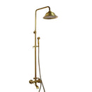 GobekUsa Antique Brass Rainfall Shower Faucet Set with Handshower and Shelf