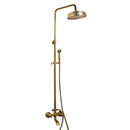 GobekUsa Antique Brass Rainfall Shower Faucet Set with Handshower and Shelf