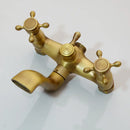 GobekUsa Antique Brass Rainfall Shower Faucet Set with Handshower and Shelf