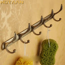 Antique brass robe hook 5 hook wall mounted rack bathroom hardware by Decorbites