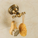 Ornate antique brass robe hook – bathroom double towel hook by Decorbites