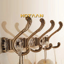 Antique brass robe hook ornate wall mount bathroom towel holder by Decorbites