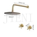 GobekUsa Antique Brass Round Wall Mounted Rainfall Shower Faucet Set with 2 Handles