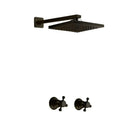 GobekUsa Antique Brass Round Wall Mounted Rainfall Shower Faucet Set with 2 Handles