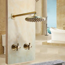 GobekUsa Antique Brass Round Wall Mounted Rainfall Shower Faucet Set with 2 Handles