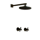 GobekUsa Antique Brass Round Wall Mounted Rainfall Shower Faucet Set with 2 Handles