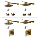 GobekUsa Antique Brass Round Wall Mounted Rainfall Shower Faucet Set with 2 Handles