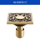 Antique brass shower drain with engraved chinese motifs bathroom cover by Decorbites