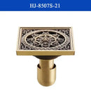 Antique brass shower drain with engraved chinese motifs bathroom cover by Decorbites