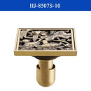 Antique brass shower drain with engraved chinese motifs bathroom cover by Decorbites
