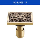 Antique brass shower drain with engraved chinese motifs bathroom cover by Decorbites