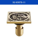 Antique brass shower drain with engraved chinese motifs bathroom cover by Decorbites