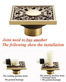 Antique brass shower drain with engraved chinese motifs bathroom cover by Decorbites
