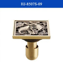 Antique brass shower drain with engraved chinese motifs bathroom cover by Decorbites