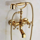 GobekUsa Antique Brass Shower Faucet Kit with Wall Mounted Hand Held Shower Head