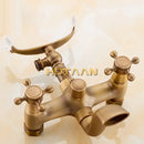 GobekUsa Antique Brass Shower Faucet Kit with Wall Mounted Hand Held Shower Head