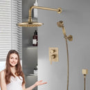 GobekUsa Antique Brass Shower Faucet Set with 10 Inch Round Head - Bathroom Wall Kit
