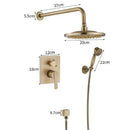 GobekUsa Antique Brass Shower Faucet Set with 10 Inch Round Head - Bathroom Wall Kit
