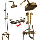 GobekUsa Antique Brass Shower Faucet Set with 8'' Rainfall Head & Swivel Spray