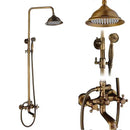 GobekUsa Antique Brass Shower Faucet Set with 8'' Rainfall Head & Swivel Spray