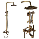GobekUsa Antique Brass Shower Faucet Set with 8'' Rainfall Head & Swivel Spray