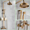 GobekUsa Antique Brass Shower Faucet Set with 8'' Rainfall Head & Swivel Spray