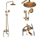 GobekUsa Antique Brass Shower Faucet Set with 8'' Rainfall Head & Swivel Spray
