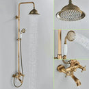 GobekUsa Antique Brass Shower Faucet Set with 8'' Rainfall Head & Swivel Spray
