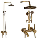 GobekUsa Antique Brass Shower Faucet Set with 8'' Rainfall Head & Swivel Spray