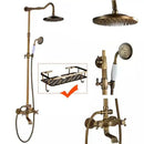 GobekUsa Antique Brass Shower Faucet Set with Handheld Shower- 8" Rainfall Head