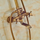 GobekUsa Antique Brass Shower Faucet Set with Handheld Shower- 8" Rainfall Head