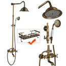 GobekUsa Antique Brass Shower Faucet Set with Handheld Shower- 8" Rainfall Head