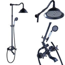 GobekUsa Antique Brass Shower Faucet Set with Handheld Shower- 8" Rainfall Head