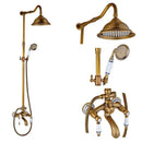 GobekUsa Antique Brass Shower Faucet Set with Handheld Shower- 8" Rainfall Head