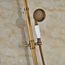 GobekUsa Antique Brass Shower Faucet Set with Handheld Shower- 8" Rainfall Head