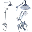 GobekUsa Antique Brass Shower Faucet Set with Handheld Shower- 8" Rainfall Head