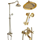 GobekUsa Antique Brass Shower Faucet Set with Handheld Shower- 8" Rainfall Head