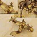 GobekUsa Antique Brass Shower Faucet Set with Rainfall Shower Head and Hand Shower