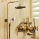 GobekUsa Antique Brass Shower Faucet Set with Rainfall Shower Head and Hand Shower