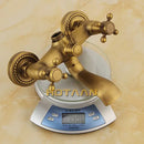 GobekUsa Antique Brass Shower Faucet Set with Rainfall Shower Head and Hand Shower