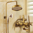 GobekUsa Antique Brass Shower Faucet Set with Rainfall Shower Head and Hand Shower