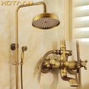 GobekUsa Antique Brass Shower Faucet Set with Rainfall Shower Head and Hand Shower