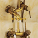 GobekUsa Antique Brass Shower Faucet Set with Rainfall Mixer Valve and Hand Shower
