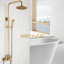 GobekUsa Antique Brass Shower Faucet Set with Rainfall Mixer Valve, 8" Head, Hand Shower