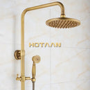 GobekUsa Antique Brass Shower Faucet Set with Rainfall Mixer Valve, 8" Head, Hand Shower