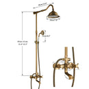 GobekUsa Antique Brass Shower Faucet with Ceramics Hand Spray and 8'' Rainfall Head