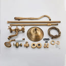 GobekUsa Antique Brass Shower Faucet with Ceramics Hand Spray and 8'' Rainfall Head